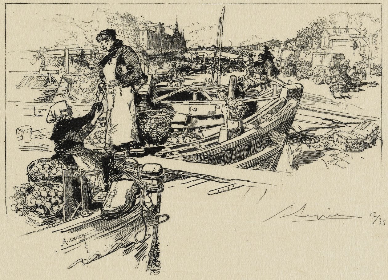 Cena do Cais, possivelmente em 1880 (gravura no tecido) de Auguste Louis Lepère