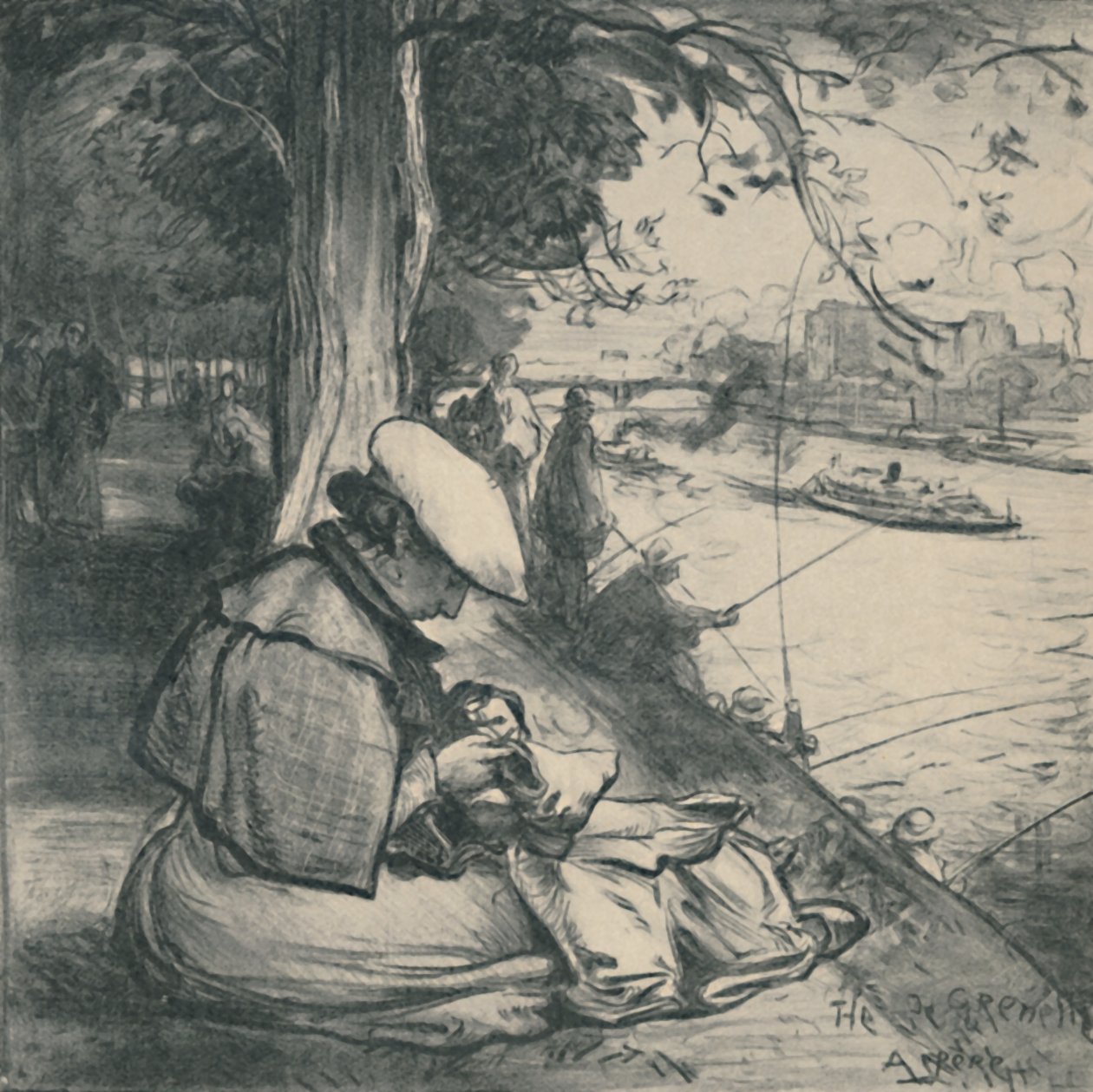 Ilha da cisne, c1898, 1919 de Auguste Louis Lepère