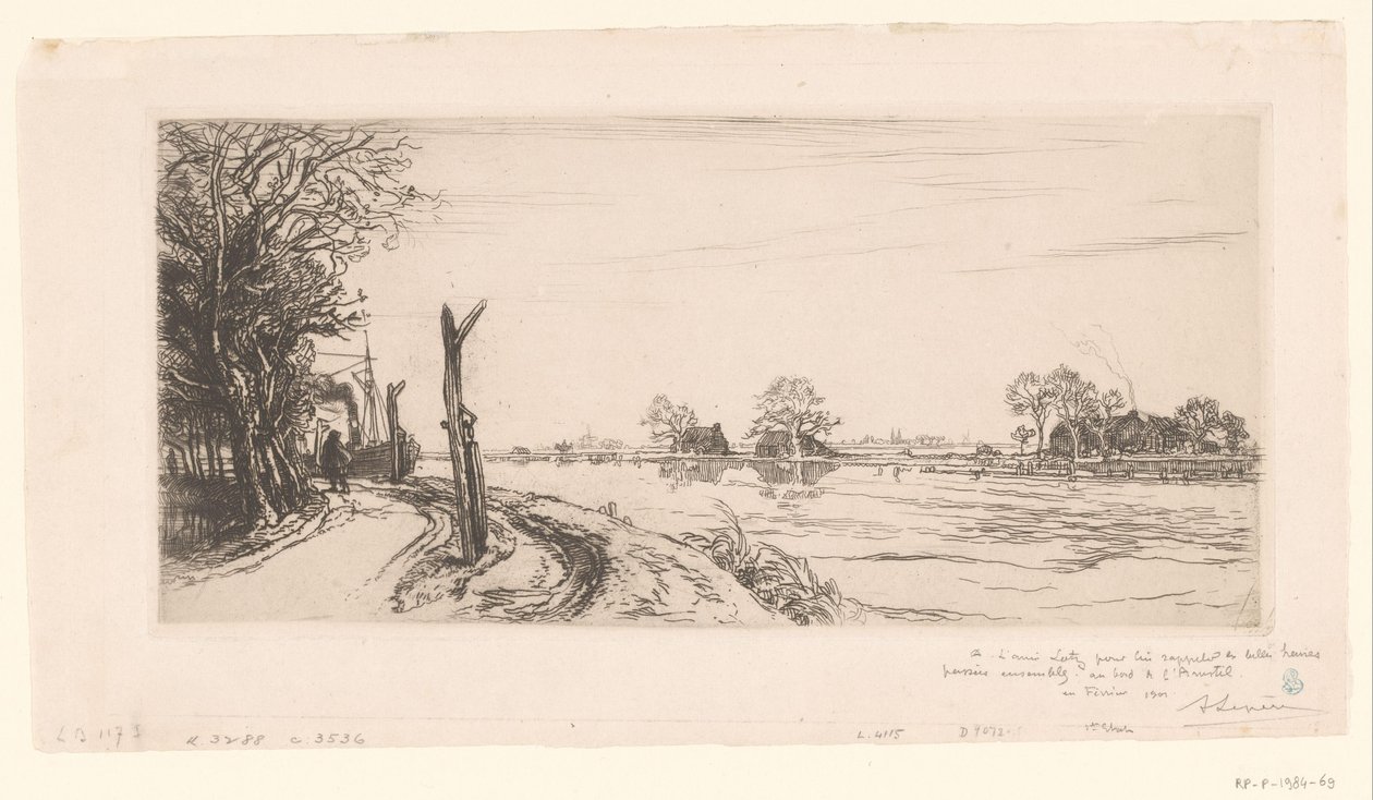 Vista do rio Amstel
Rio Amstel (título sobre o objecto) de Auguste Lepère (signed by artist)