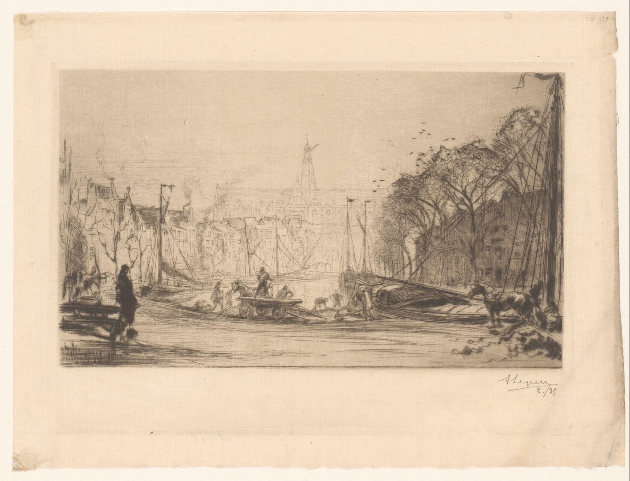 Vista do Spaarne e St Bavo de Auguste Lepère (signed by artist)