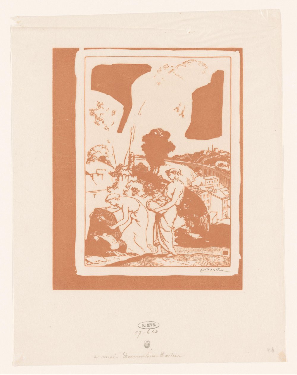 Música e Poesia ajudam o artista La Musique et la Poesie secourant les Artistes de Auguste Lepère (signed by artist)