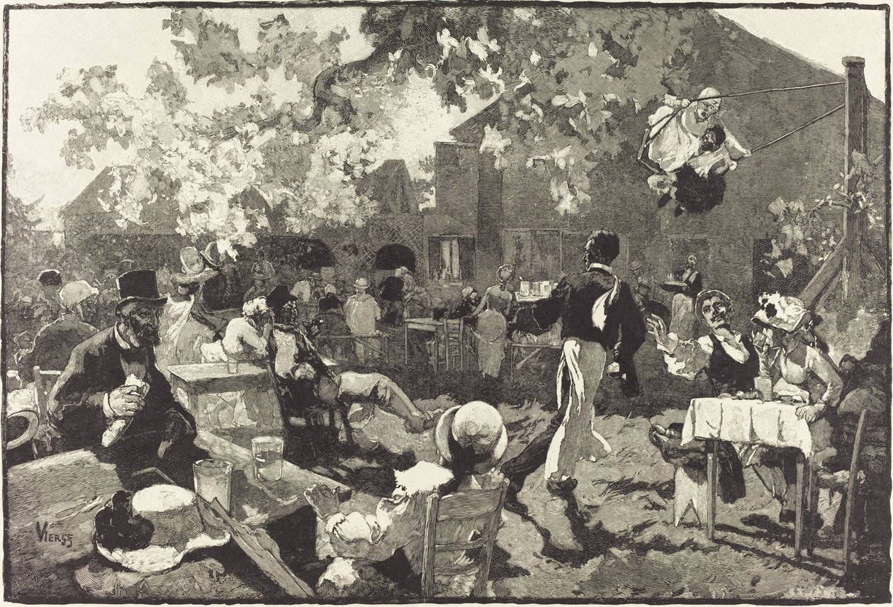 O Cabaret du Coq de Bruyère no Bois de Meudon de Auguste Lepère after Daniel Vierge