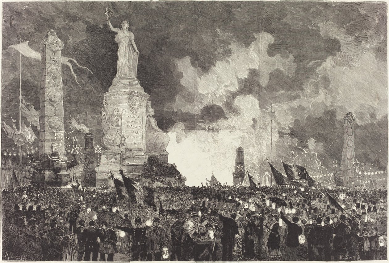 14 de julho. Iluminação da Praça da República de Auguste Lepère after Henri Louis Scott
