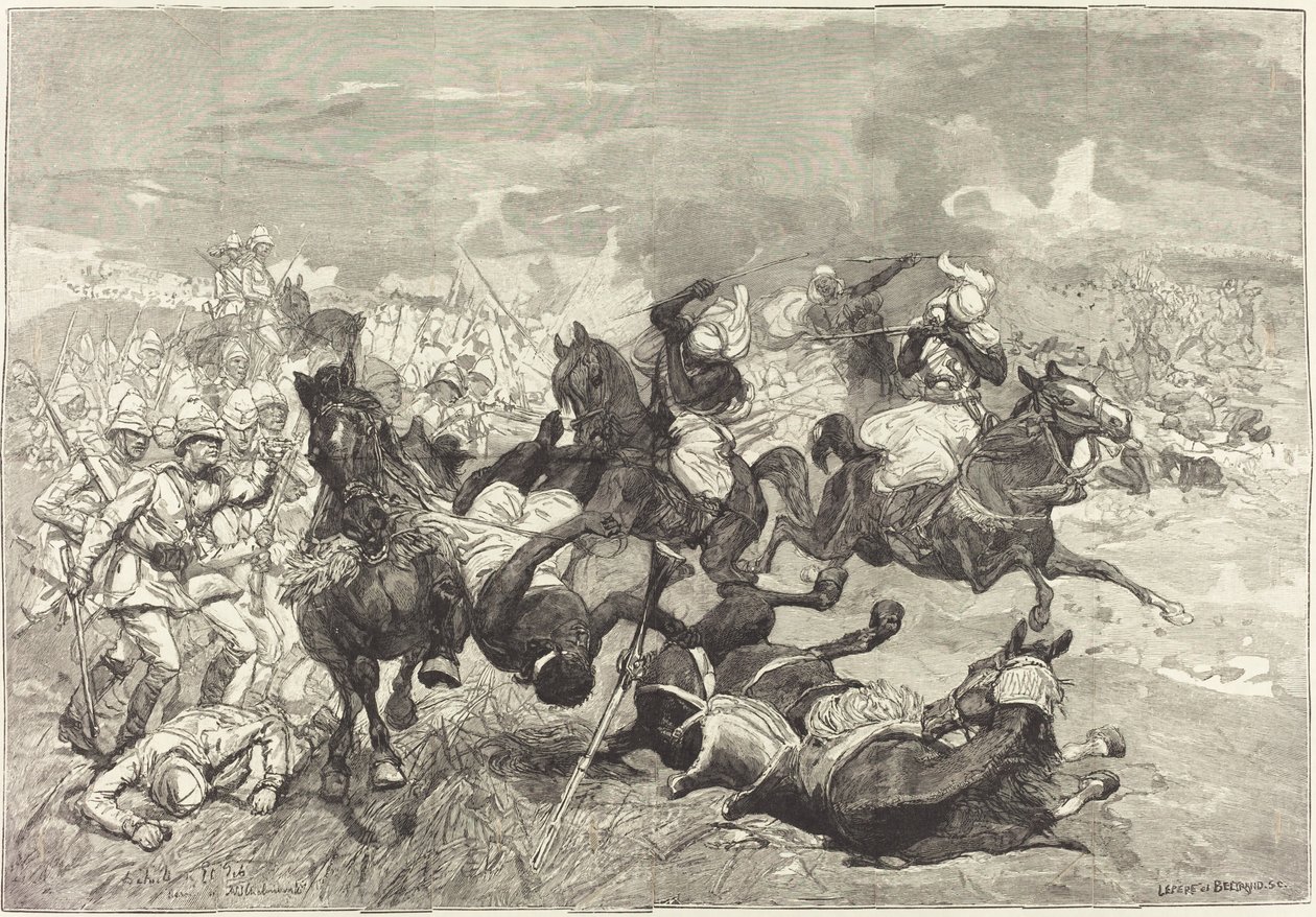 No Sudão: Batalha de El-Teb de Auguste Lepère and Jacques Beltrand after Józef Chelmonski