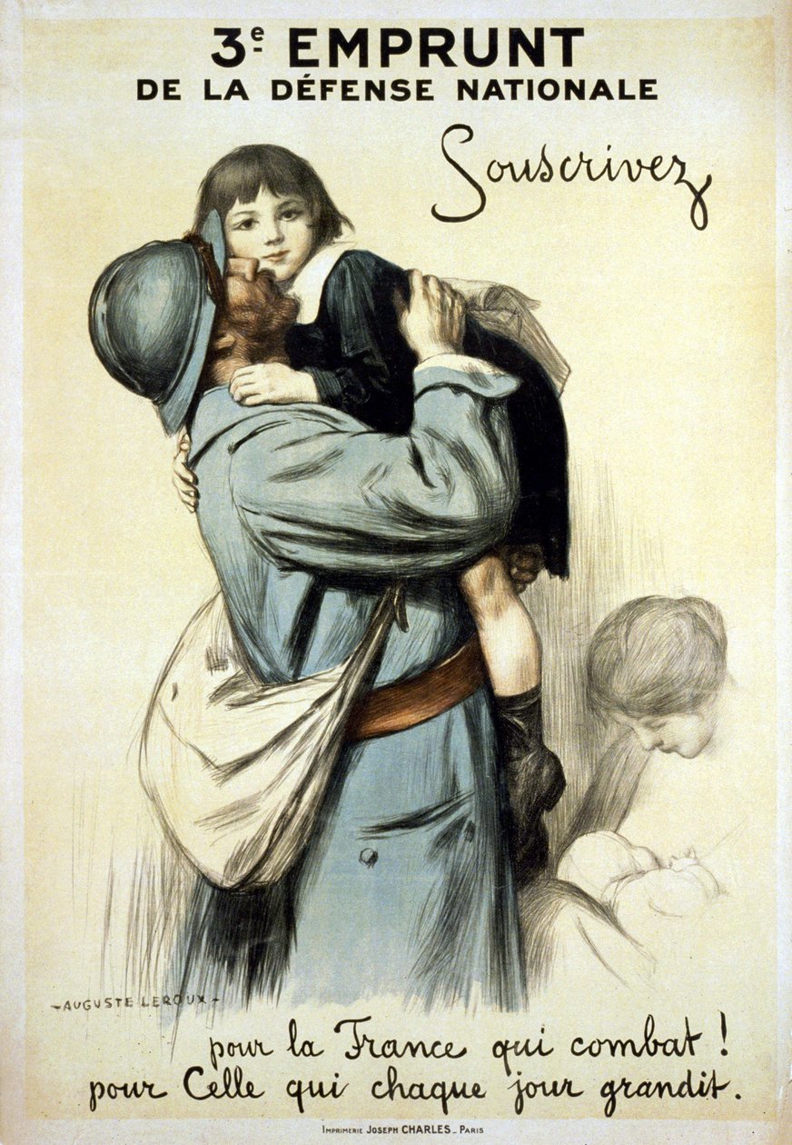 Terceiro empréstimo da Defesa Nacional "Subscrever para a França que luta e para aquela que cresce todos os dias" - Cartaz de Auguste Leroux