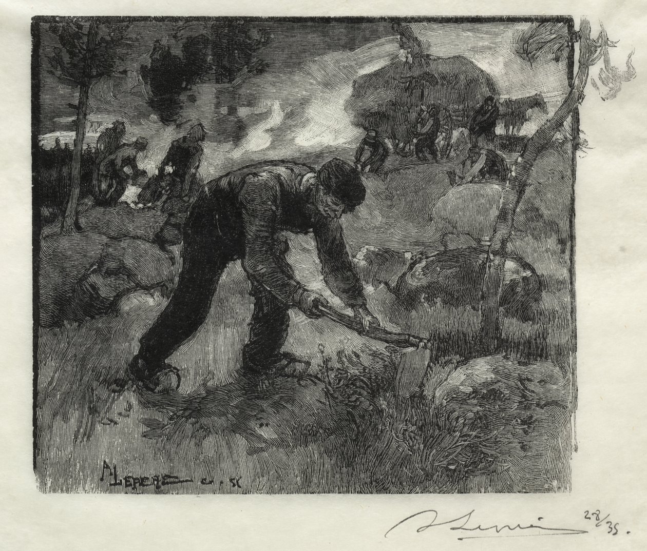 Escavadores de urze de Auguste Louis Lepère