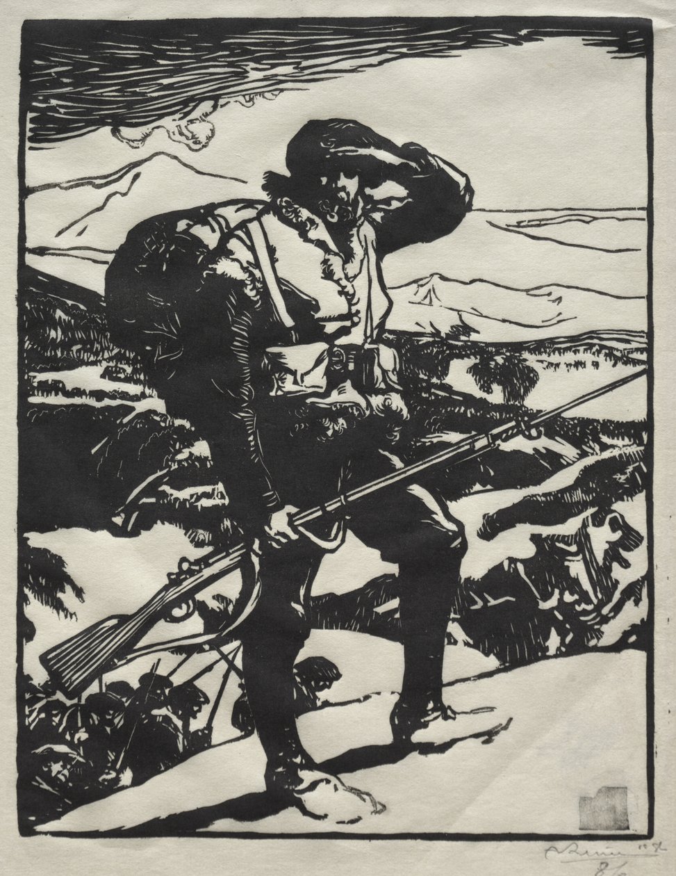 Caçador Alpino Observando a Planície do Reno de Auguste Louis Lepère