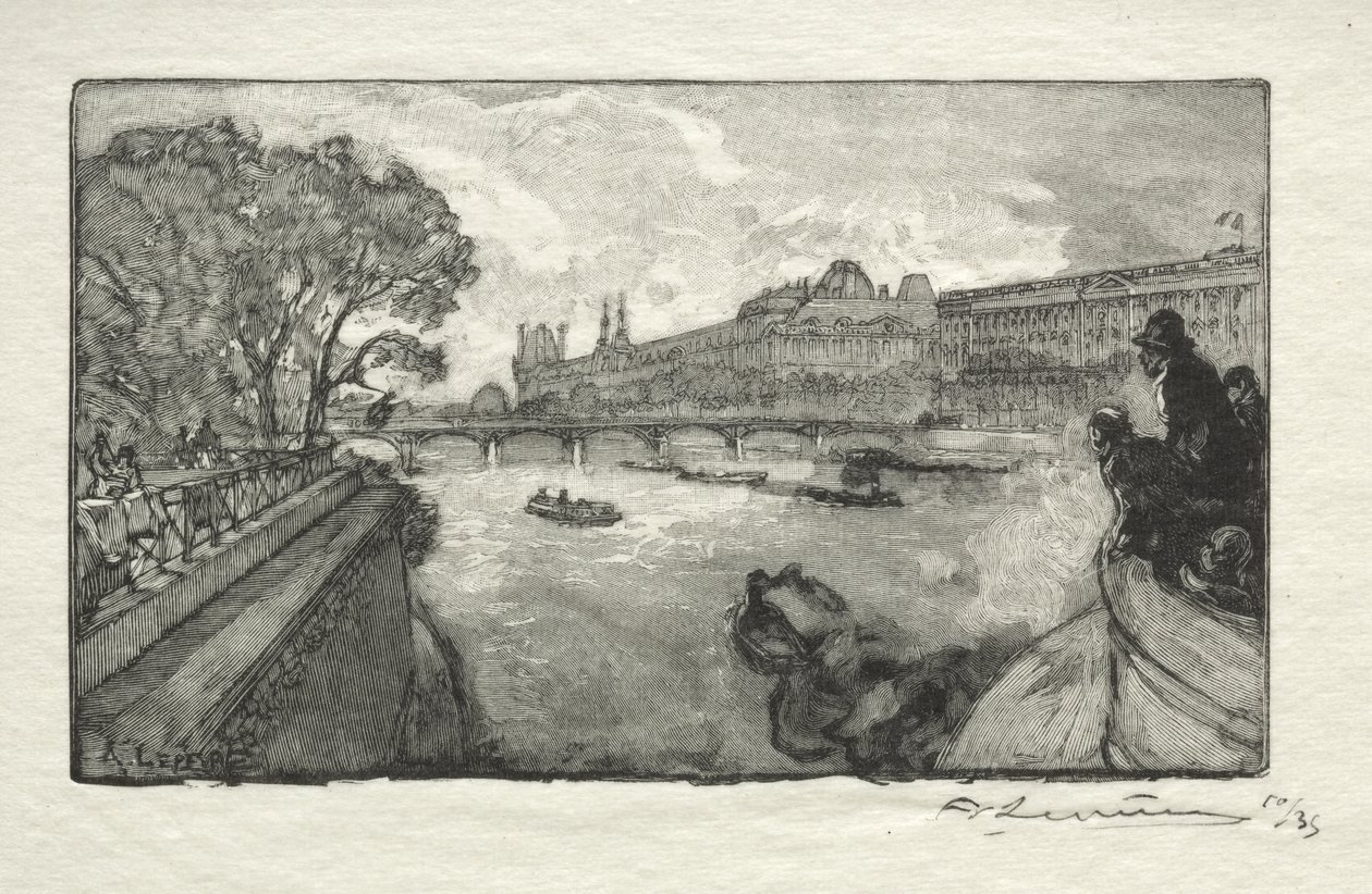O Louvre, visto da Pont Neuf de Auguste Louis Lepère