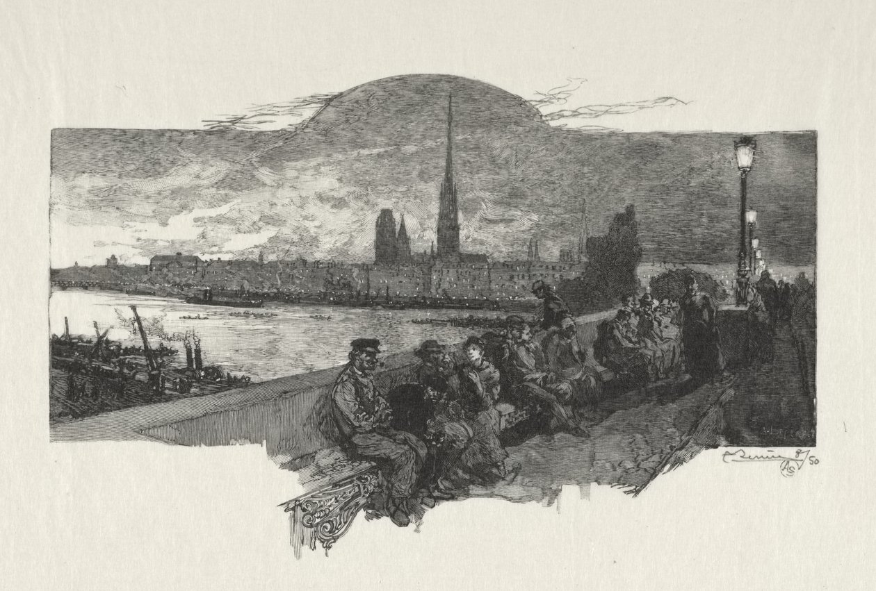 Rouen ilustrado: A ponte de pedras de Auguste Louis Lepère