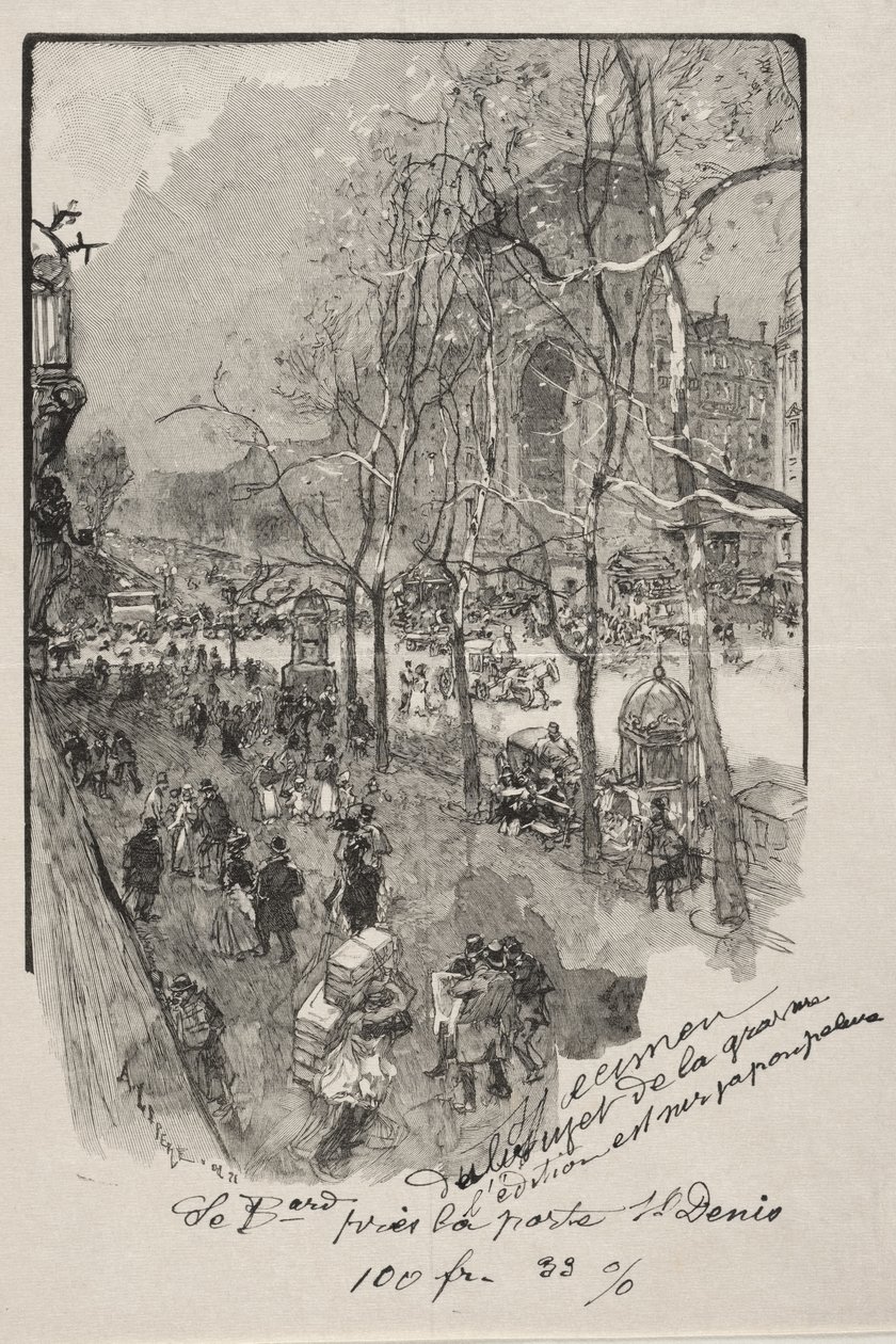 Os Boulevards, perto de Porte St. Denis de Auguste Louis Lepère