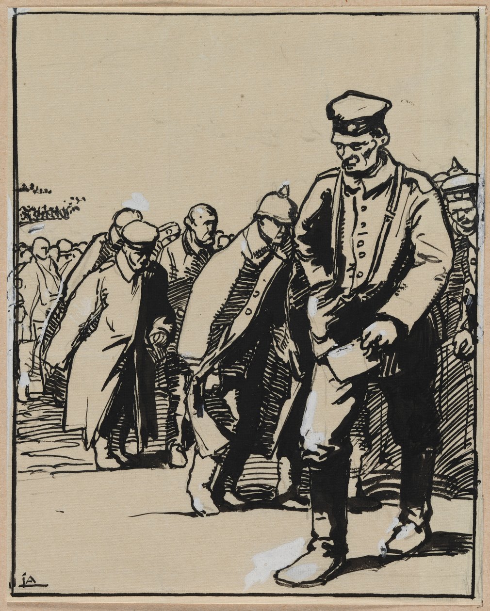 Marcha de um grupo de prisioneiros alemães de Auguste Louis Lepère