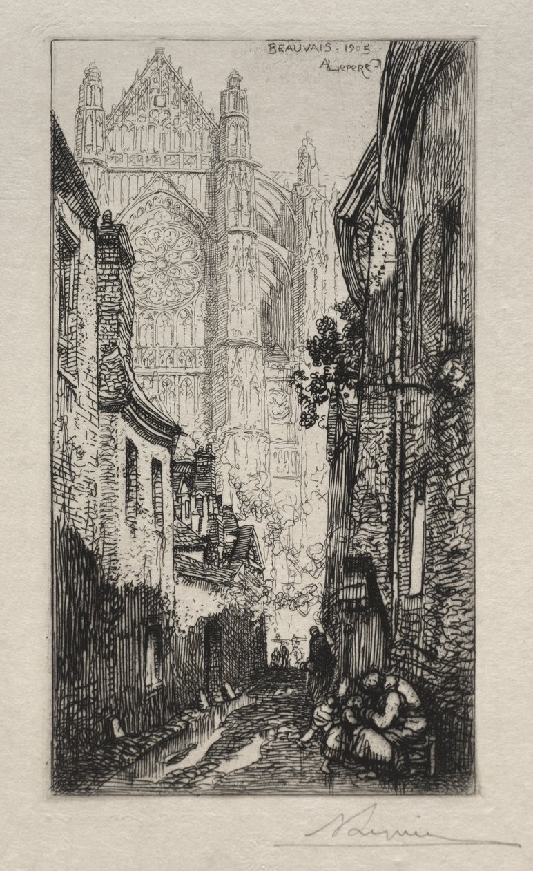 Rua estreita, Beauvais (Um beco, Beauvais) de Auguste Louis Lepère
