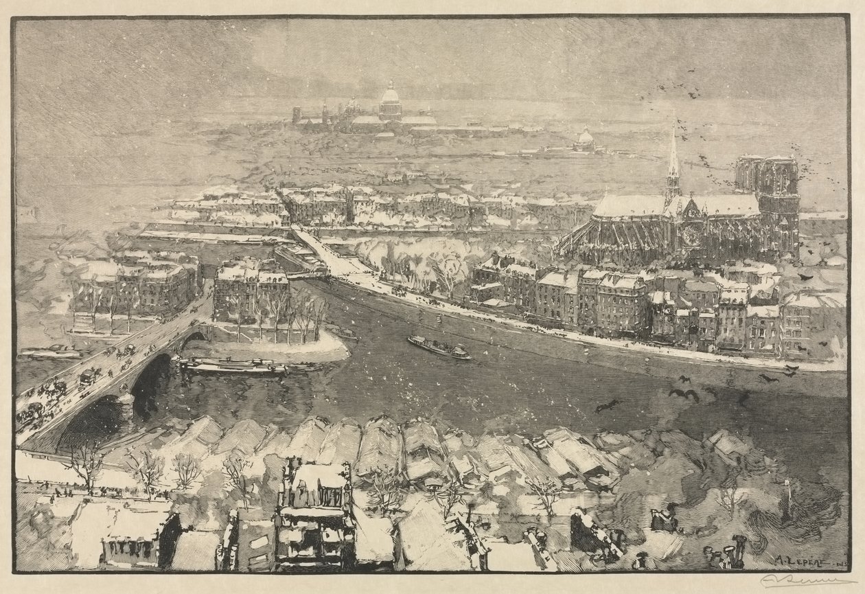 Paris sob a neve de Auguste Louis Lepère
