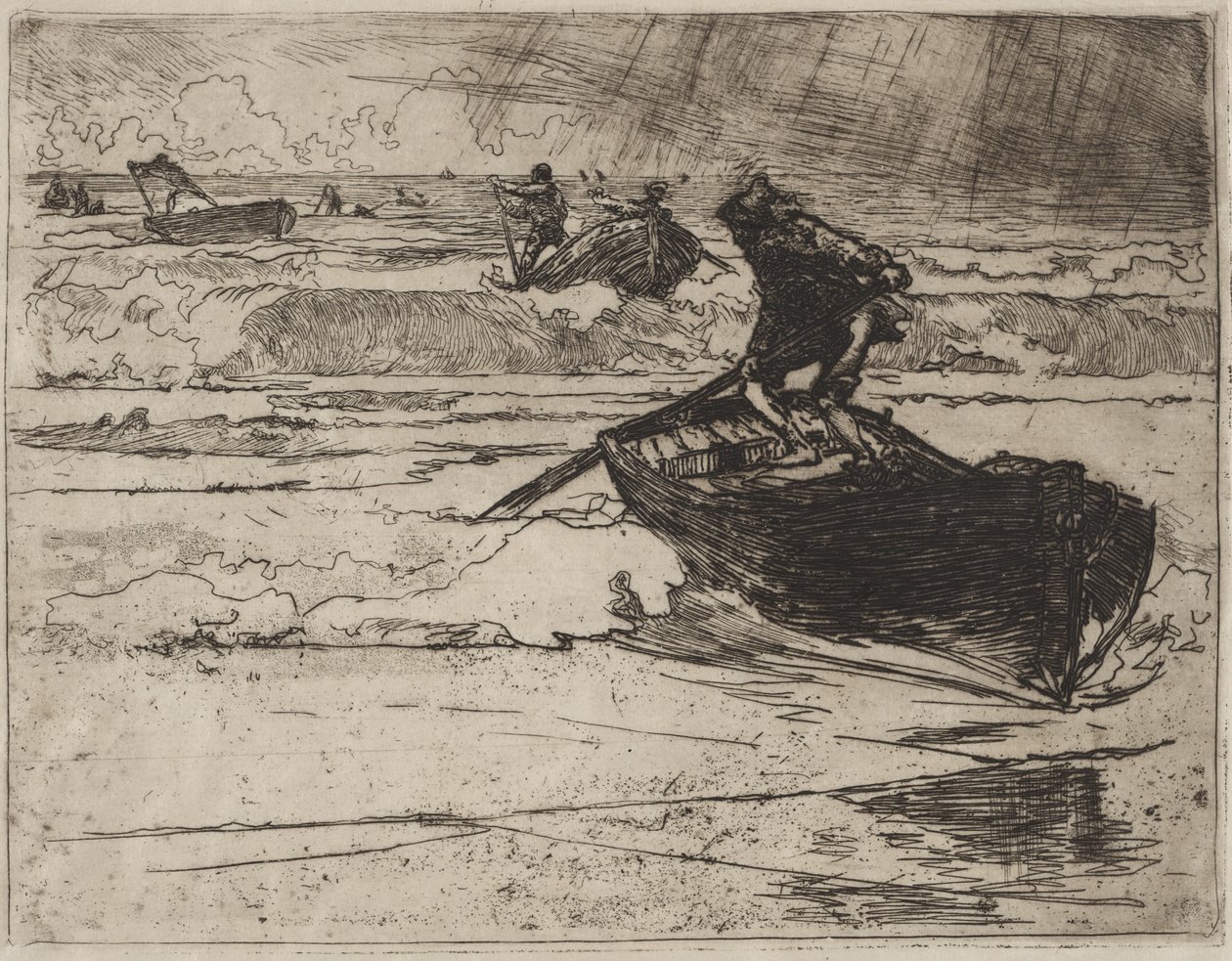 Pescadores fugindo antes da tempestade de Auguste Louis Lepère