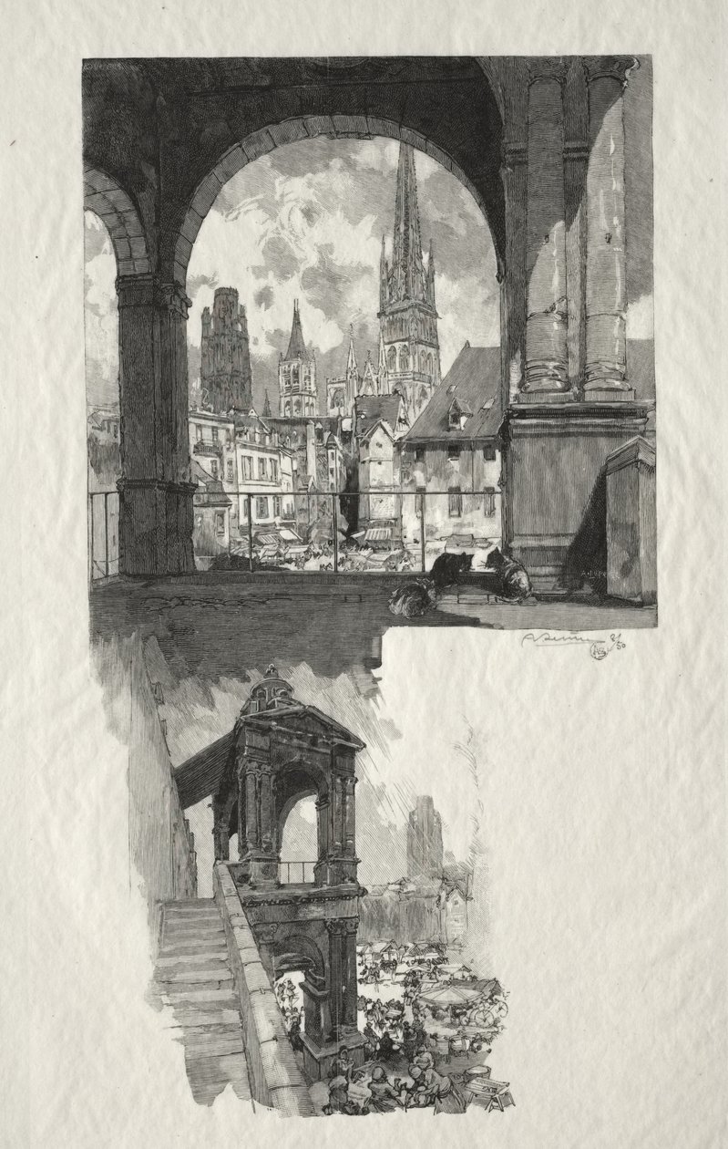 Rouen Ilustrado: Passeio pela Place de la Haute Vieille; Edícula do Orgulho de Auguste Louis Lepère