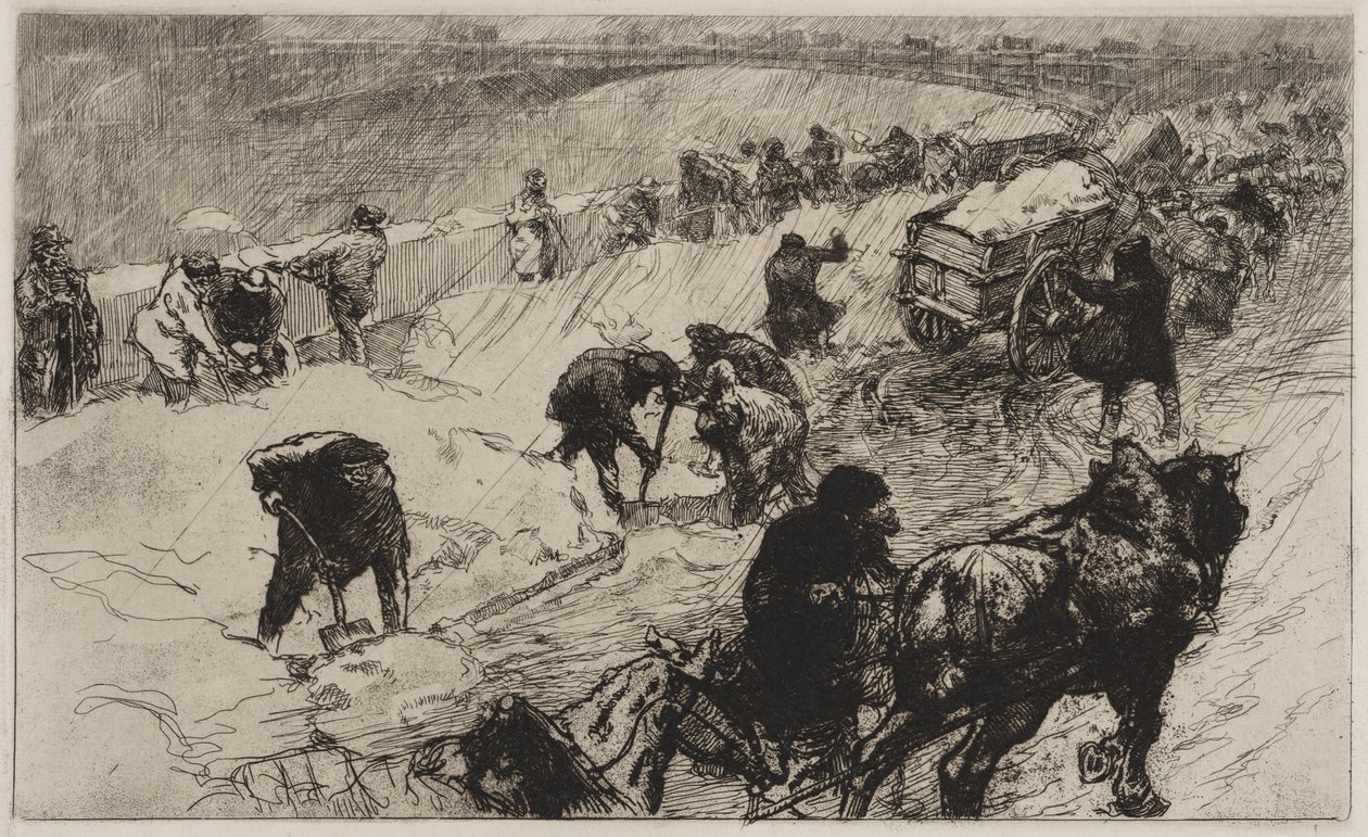 Luta de bolas de neve: Flower Quay de Auguste Louis Lepère