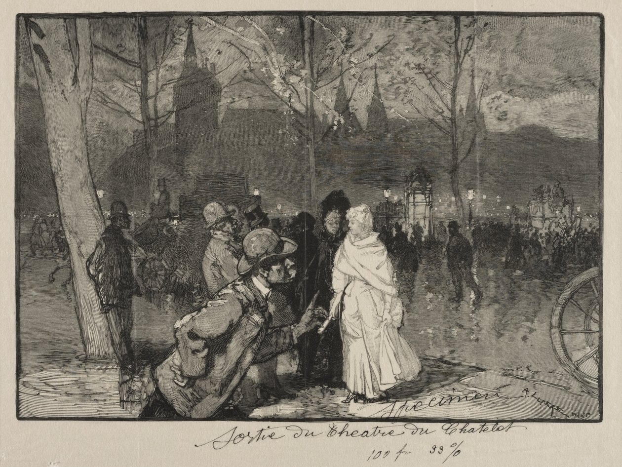 Saindo do Teatro Chatelet de Auguste Louis Lepère