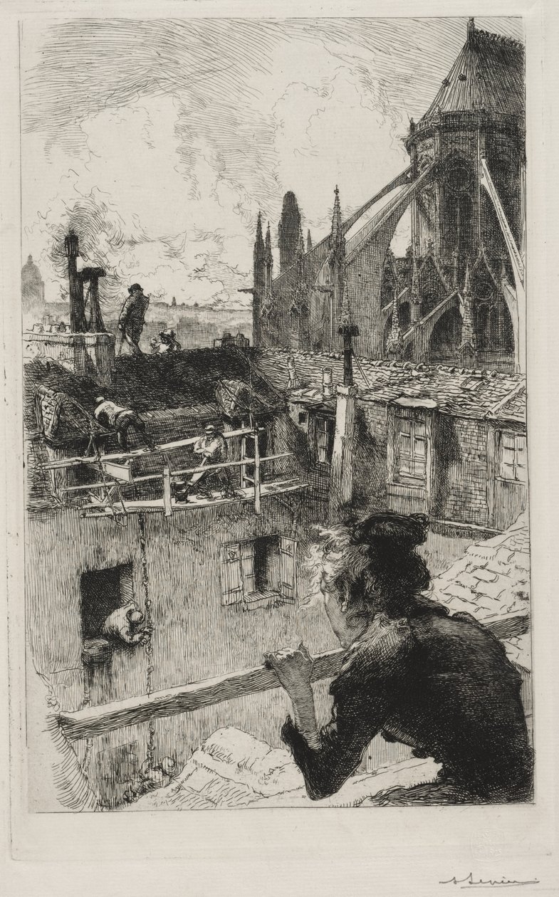 Nos telhados perto de Notre Dame de Auguste Louis Lepère