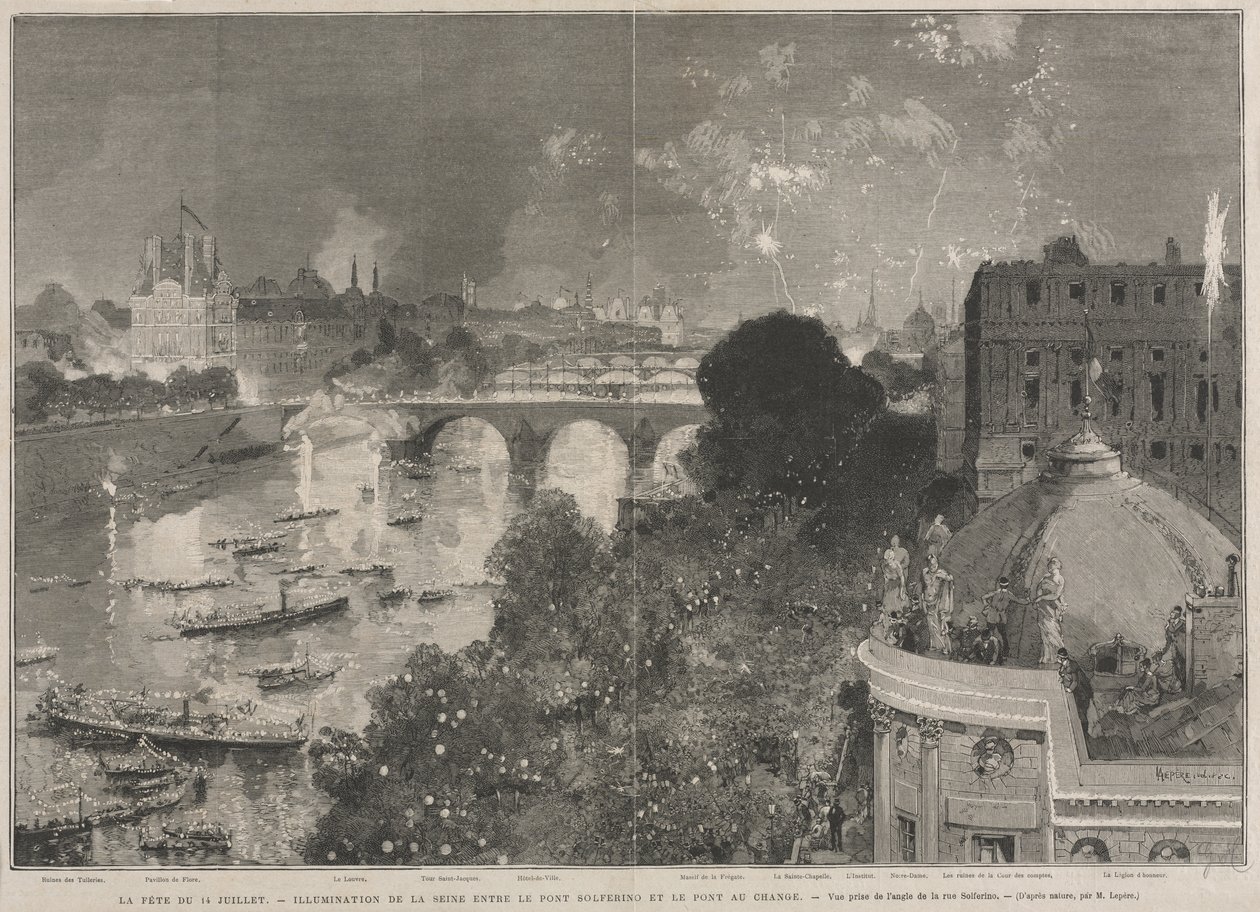 O Festival de 14 de julho, Iluminação da Praça da República (segundo H. Scott) de Auguste Louis Lepère