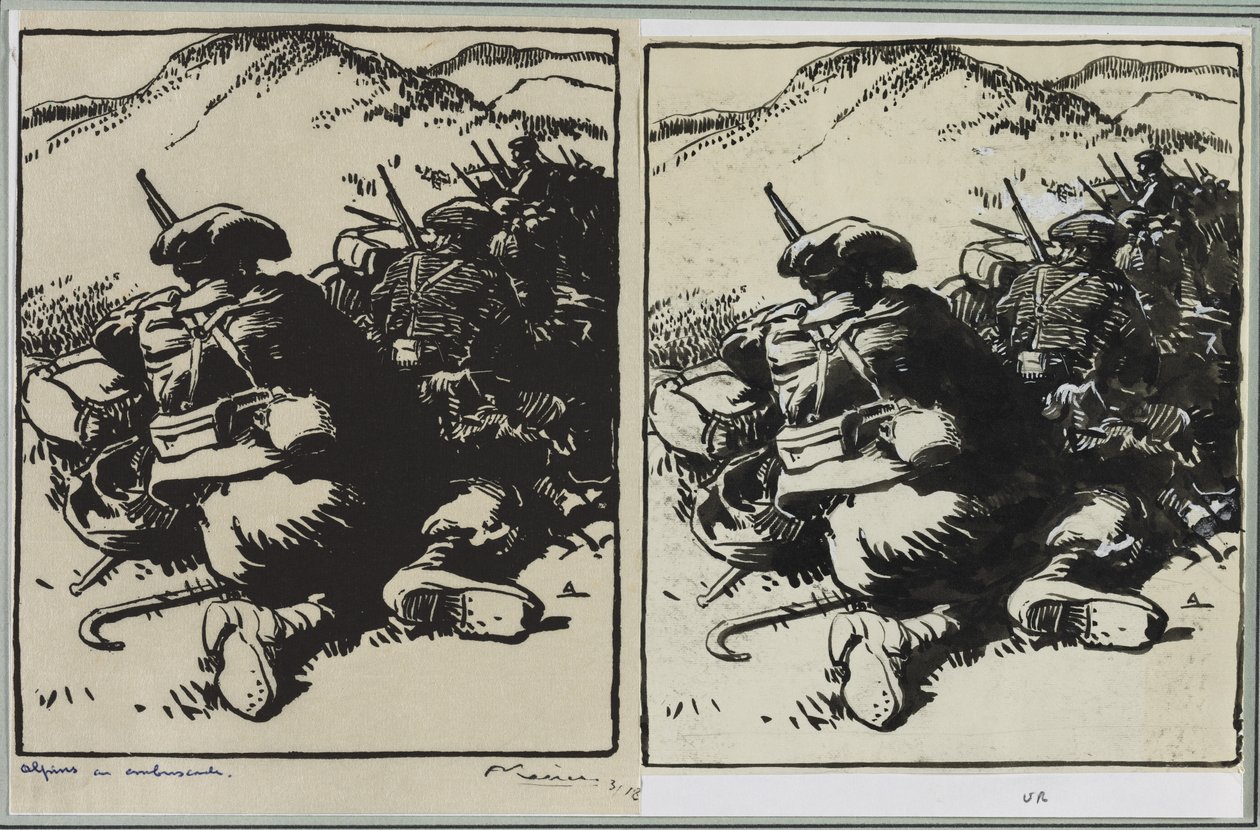 Alpins em emboscada, 1914. de Auguste Louis Lepère