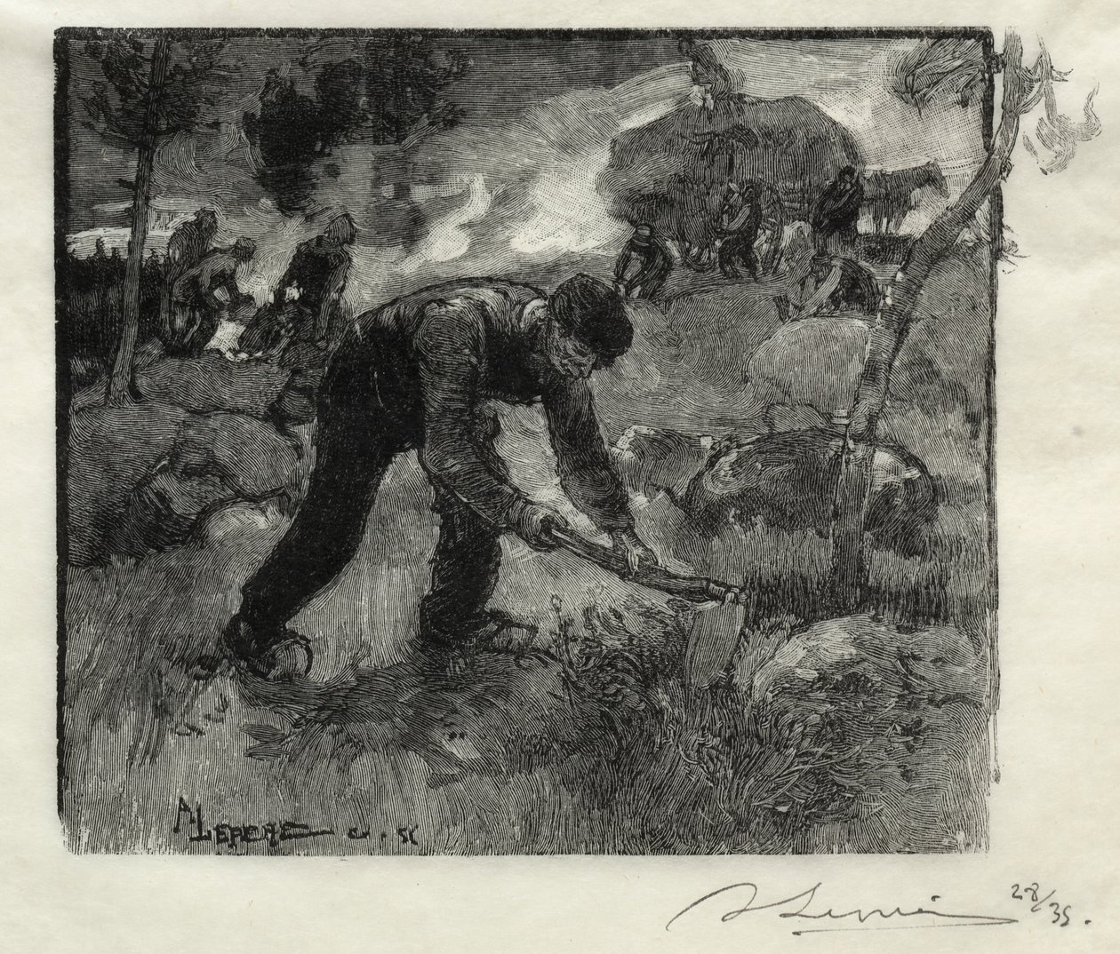 Escavadores de urze de Auguste Louis Lepère