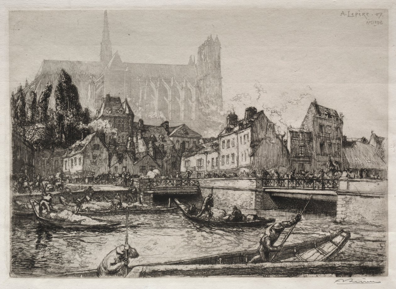 Chegada de Legumes-Amiens, 1907. de Auguste Louis Lepère