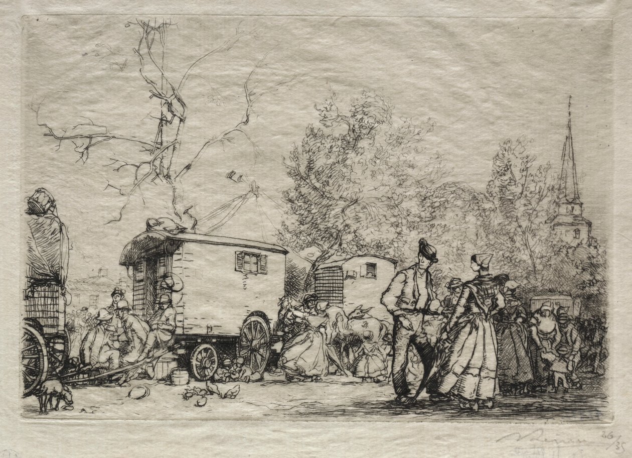 Na feira St. Jean de Mont, 1906. de Auguste Louis Lepère
