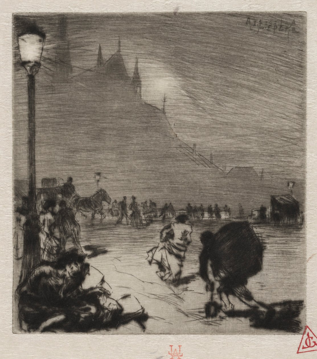 Na esquina da Pont-aux-Doubles. de Auguste Louis Lepère