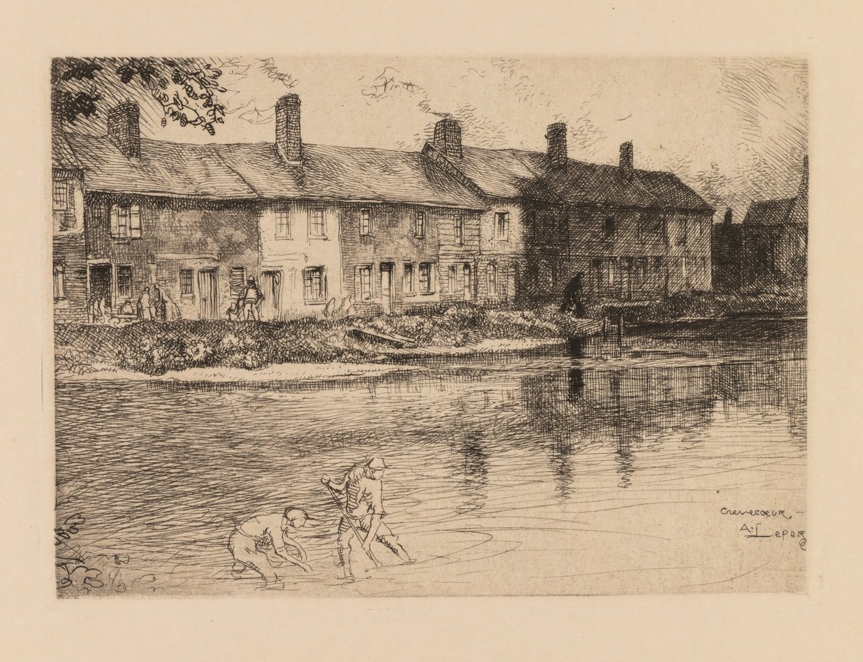 Auguste Lepère: O lago da pradaria em Crèvecoeur (Picardia) de Auguste Louis Lepère