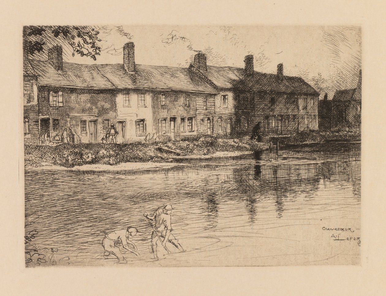 Auguste Lepère: O lago do prado na Crèvecoeur Picardie. de Auguste Louis Lepère