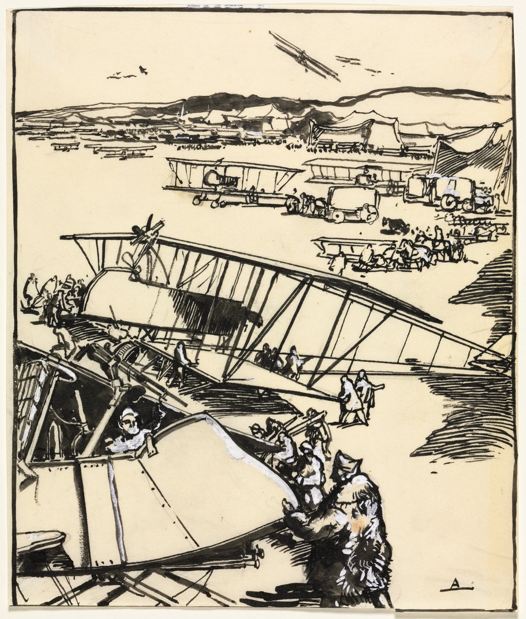 Aviões descansando no chão (reto) de Auguste Louis Lepère