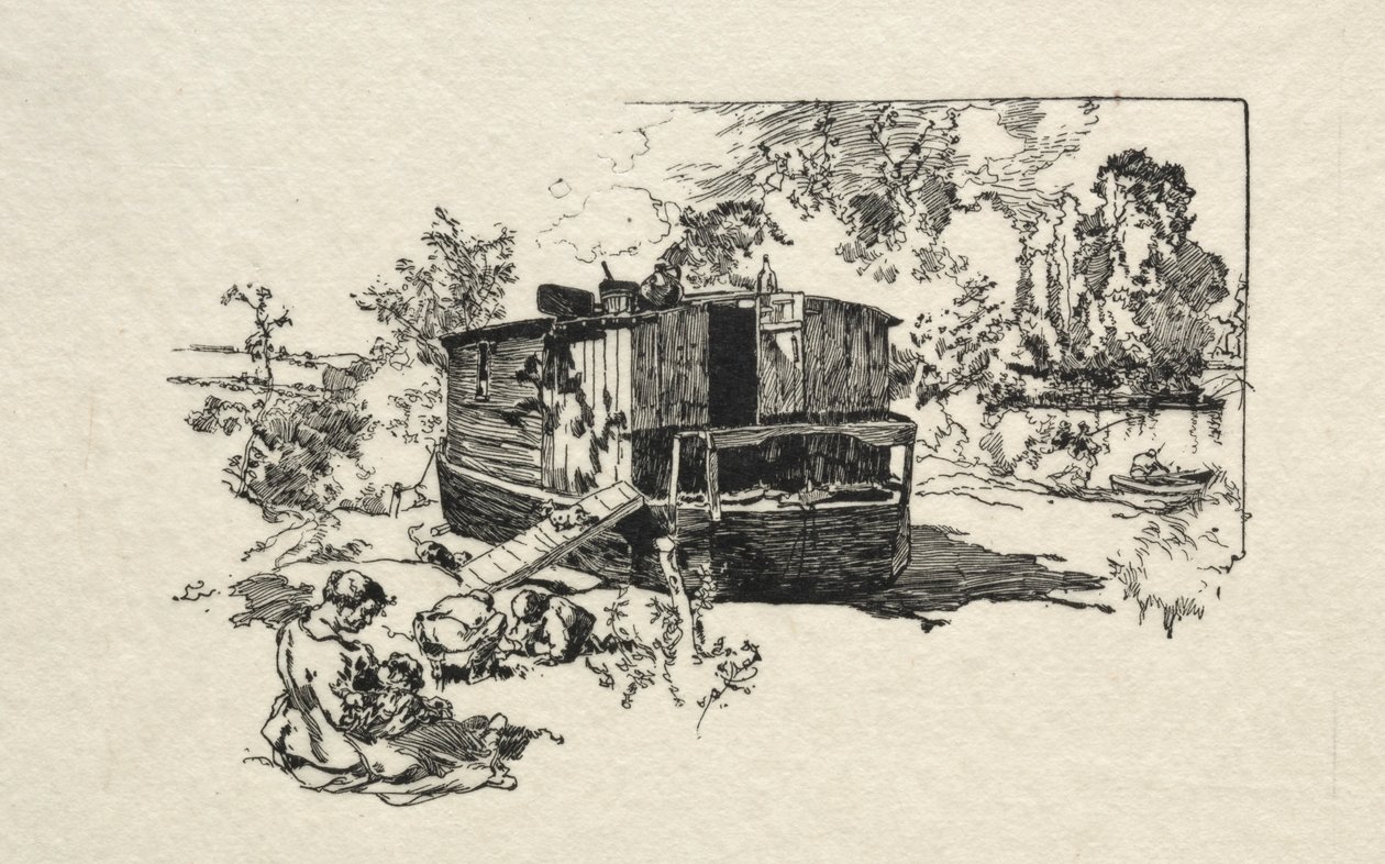 Alojamento em barco. de Auguste Louis Lepère