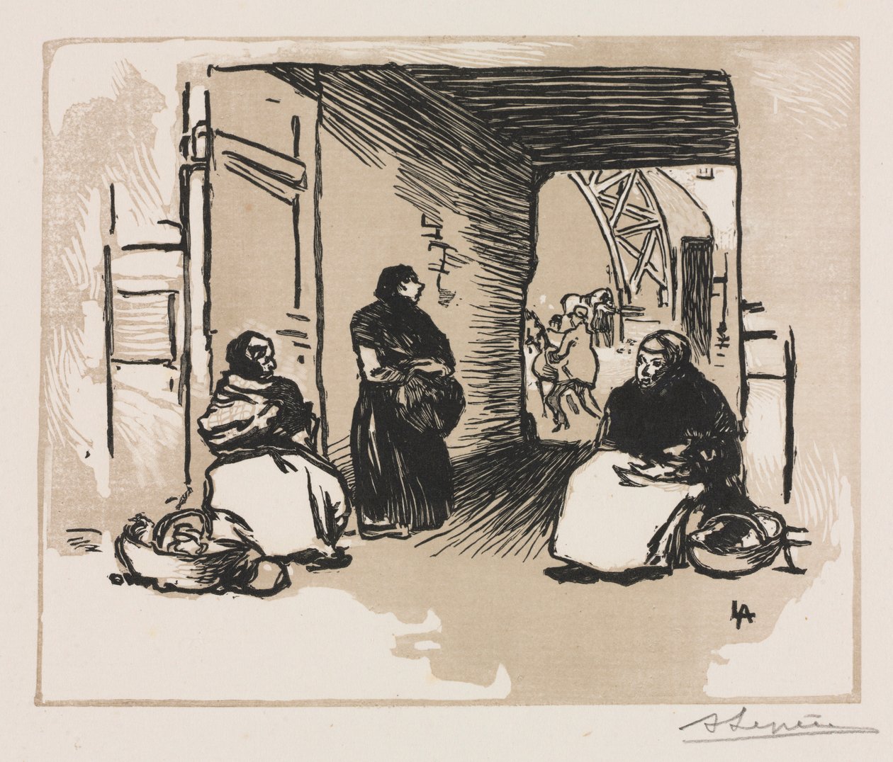 Vendedores de pão, 1889. de Auguste Louis Lepère