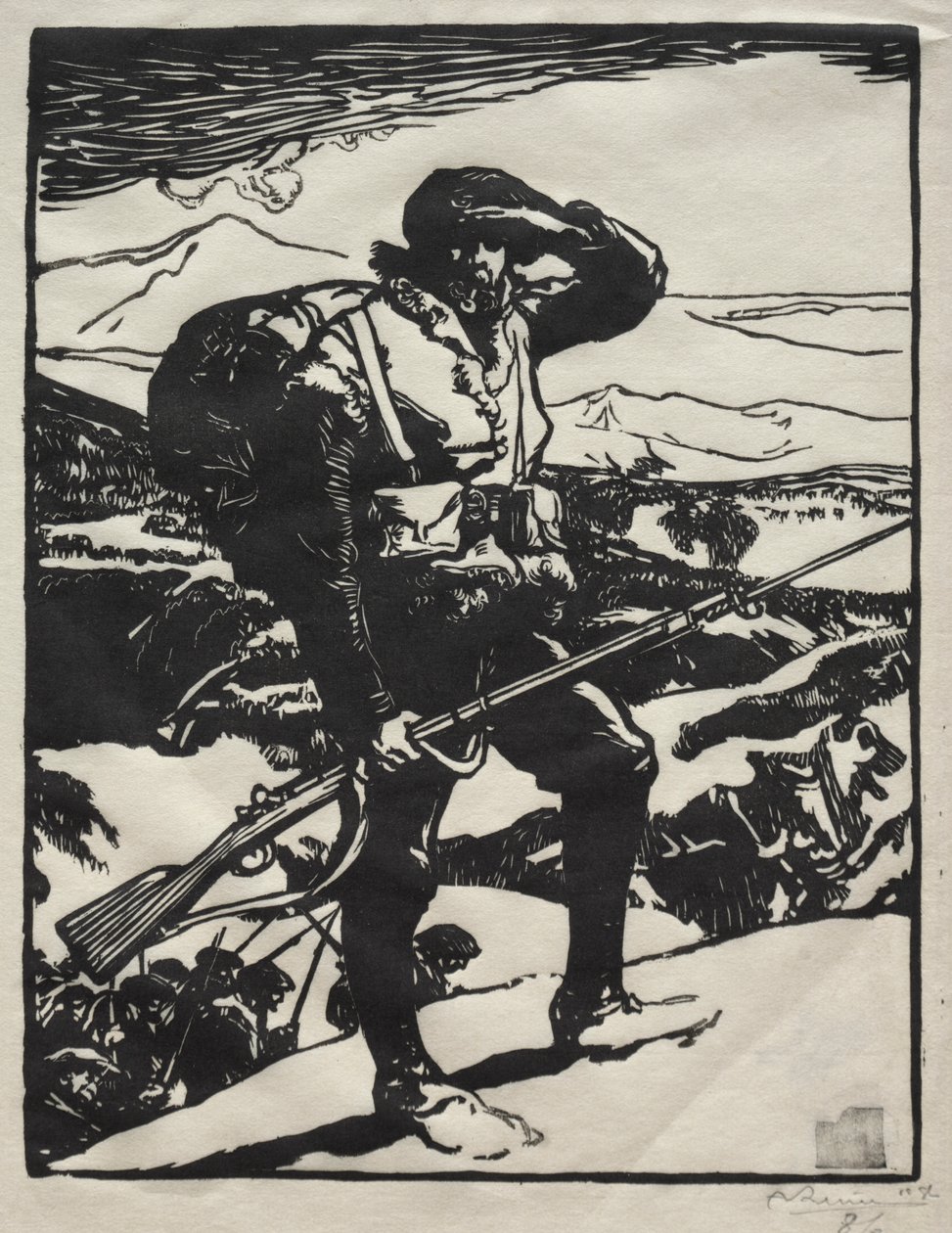 Caçador Alpino Observando a Planície do Reno de Auguste Louis Lepère