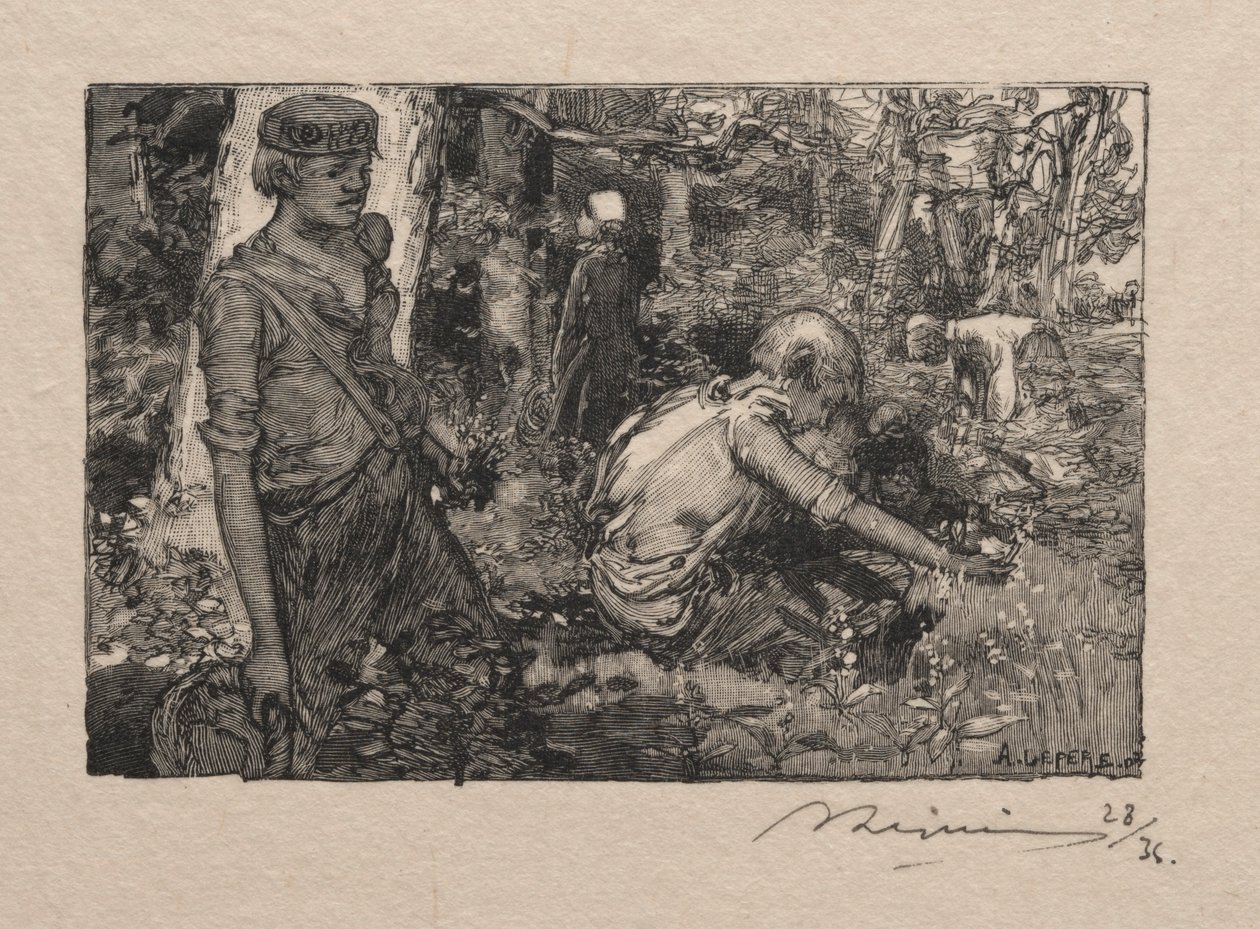 Colhendo lírio do vale. de Auguste Louis Lepère
