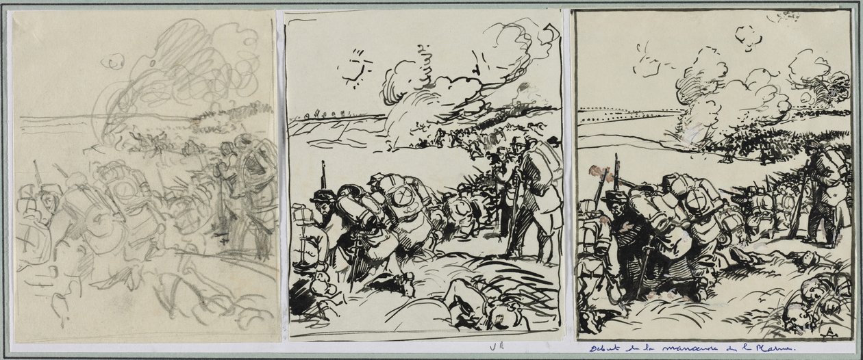 Início da manobra do Marne, 1914. de Auguste Louis Lepère