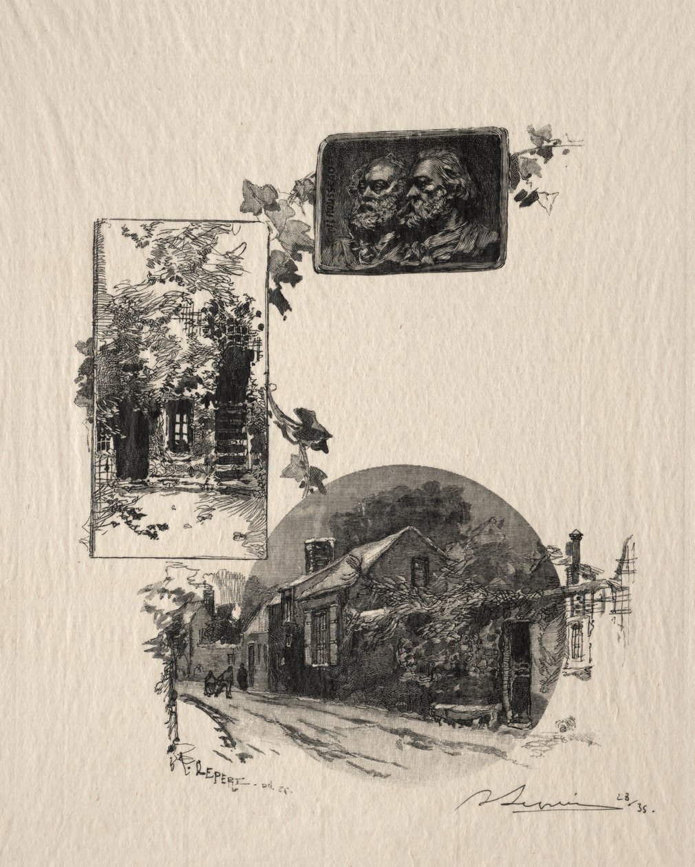 Entrada de Rousseau e Millet House, 1887. de Auguste Louis Lepère