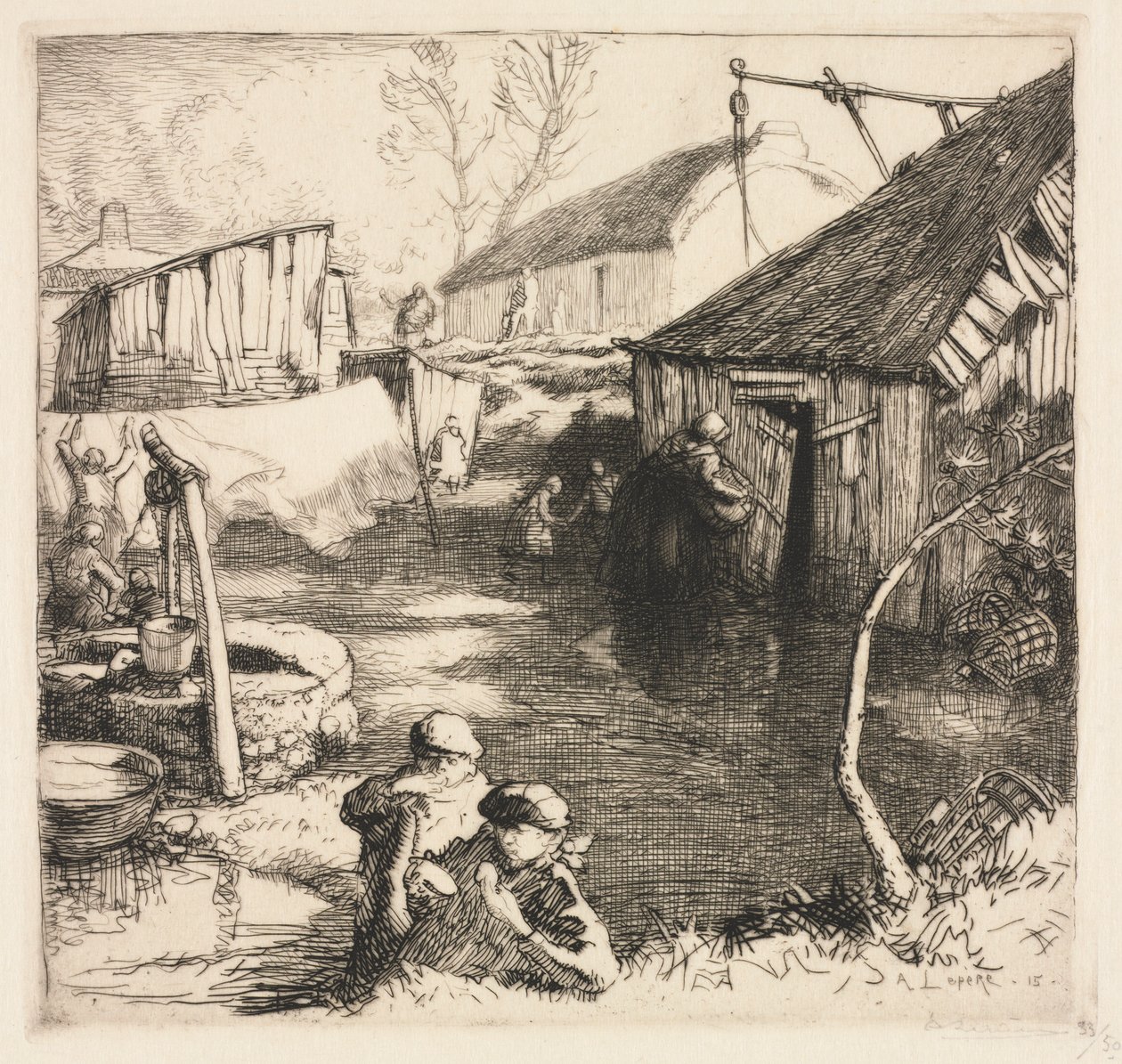 Fishermens Quarters Saint-Jean-de-Monts, 1915. de Auguste Louis Lepère