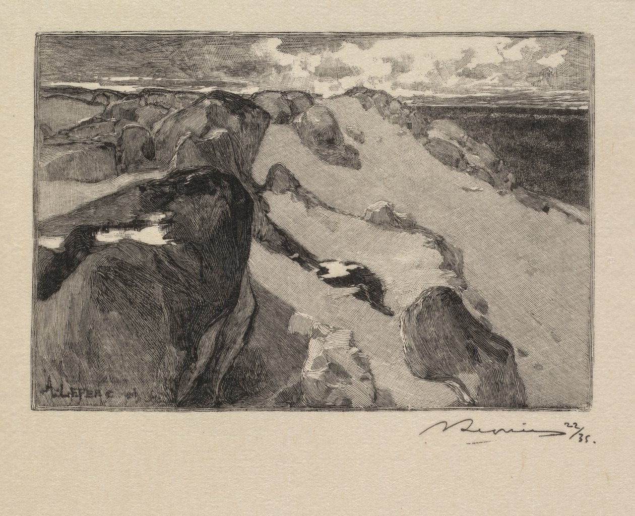 Floresta de Fontainebleau: Arbonne, The Gros Sablon A floresta de Fontainebleau ..., 1890. de Auguste Louis Lepère