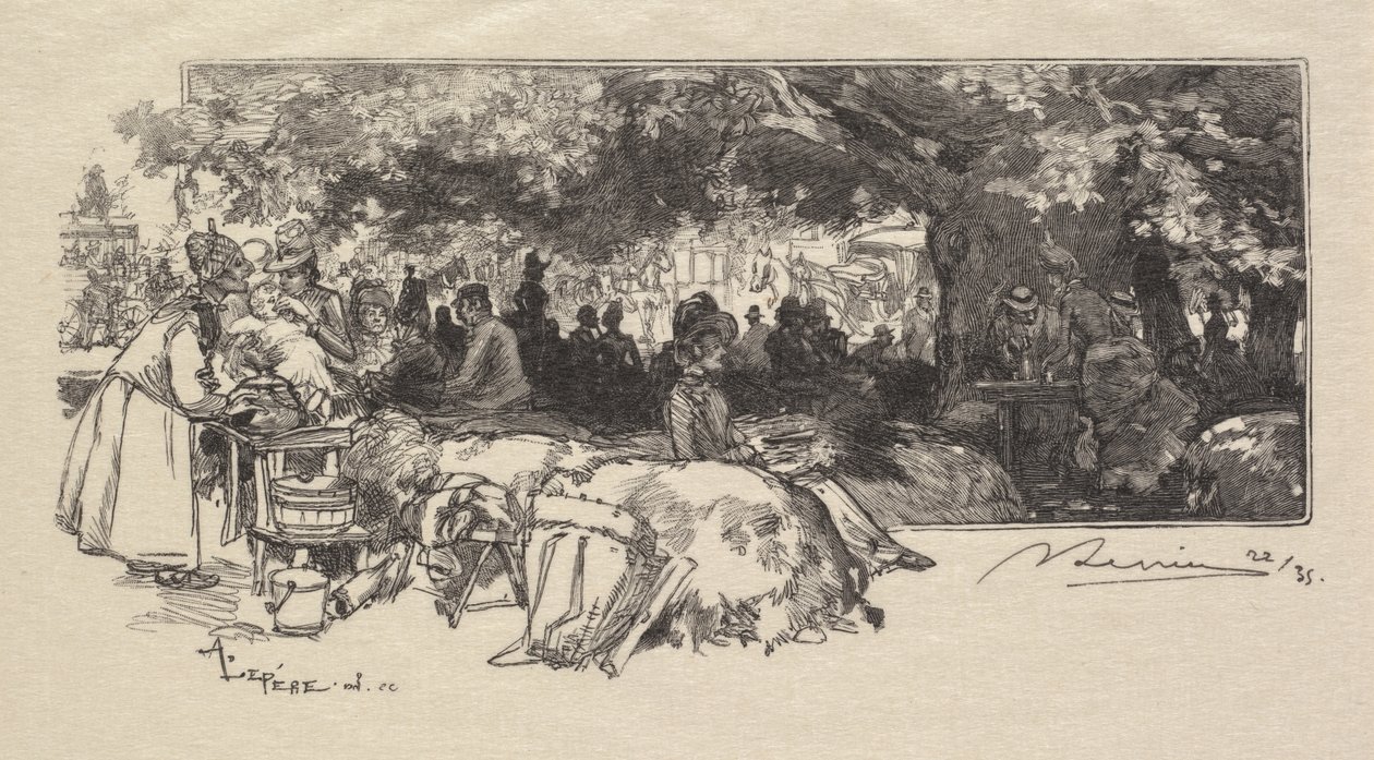 Floresta de Fontainebleau: Mãe Pichards Cantina La Forêt de Fontainebleau ..., 1890. de Auguste Louis Lepère
