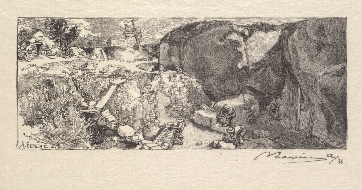 Floresta de Fontainebleau: Pedreira de arenito de Auguste Louis Lepère