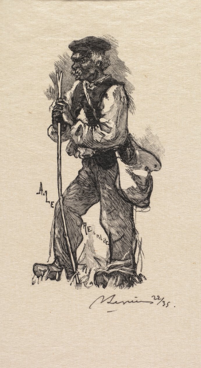 Floresta de Fontainebleau: Comerciante de Serpentes La Forêt de Fontainebleau: The Snake Hunter, 1890. de Auguste Louis Lepère