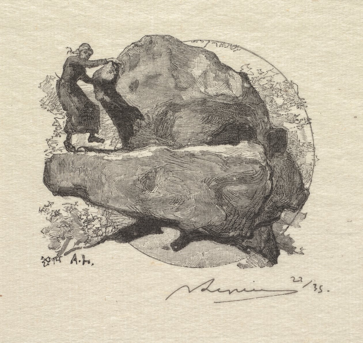 Floresta de Fontainebleau: a rocha trêmula de Auguste Louis Lepère