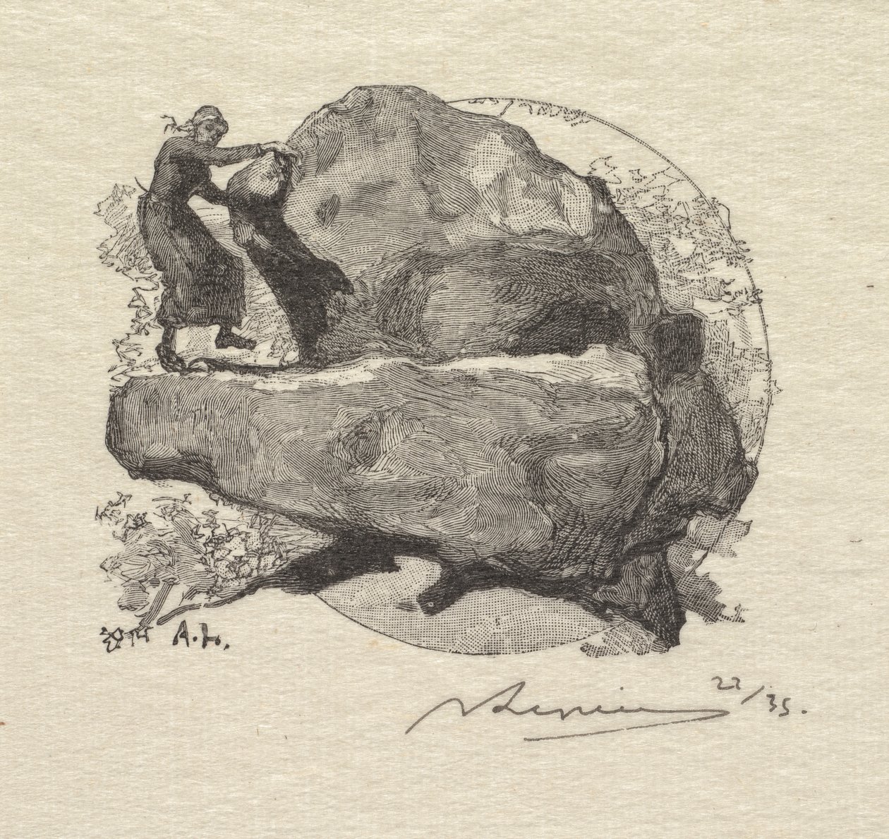Floresta de Fontainebleau: a rocha trêmula A floresta de Fontainebleau: a rocha trêmula, 1890. de Auguste Louis Lepère