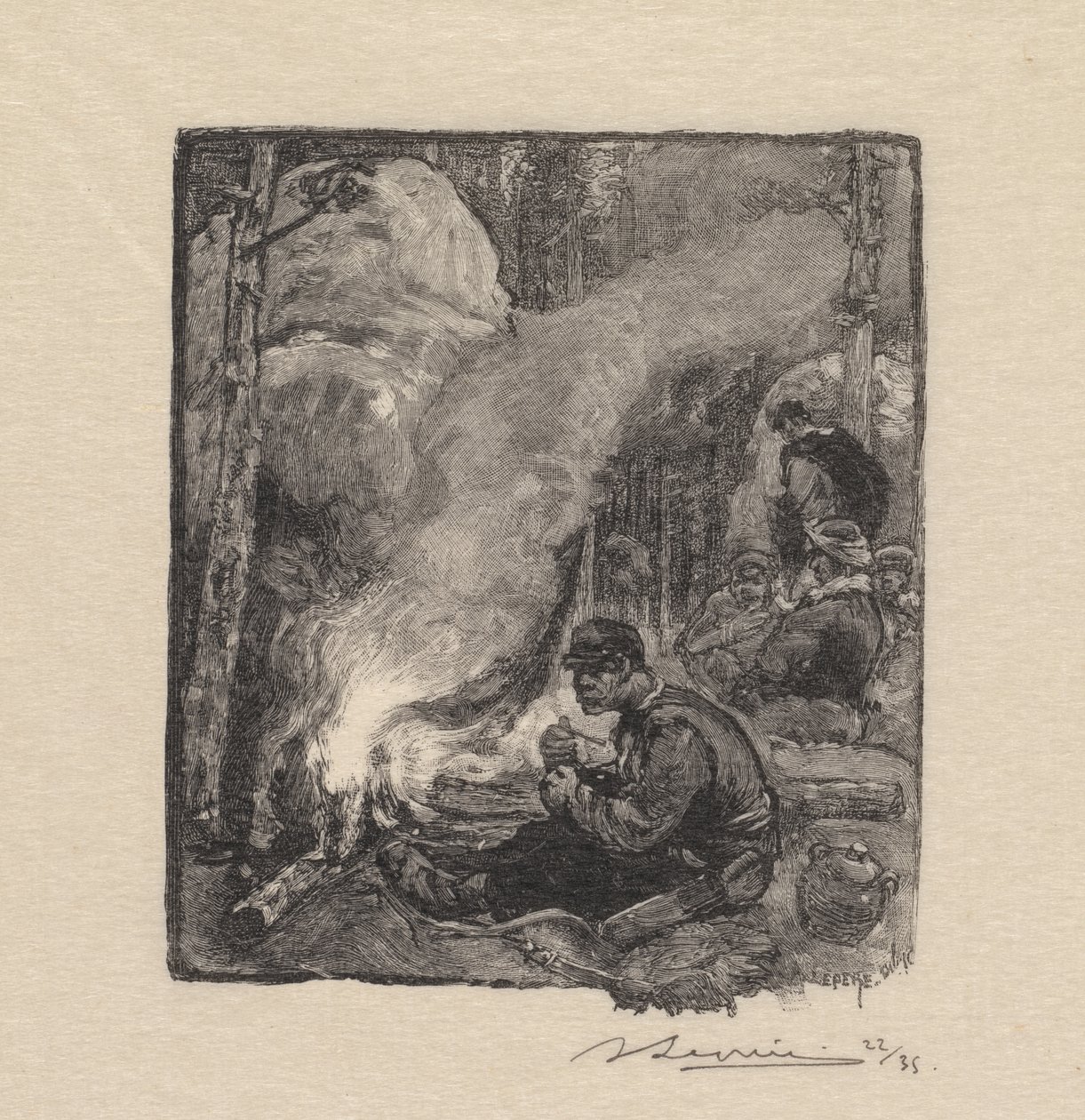 Floresta de Fontainebleau: Refeição dos Lenhadores de Auguste Louis Lepère