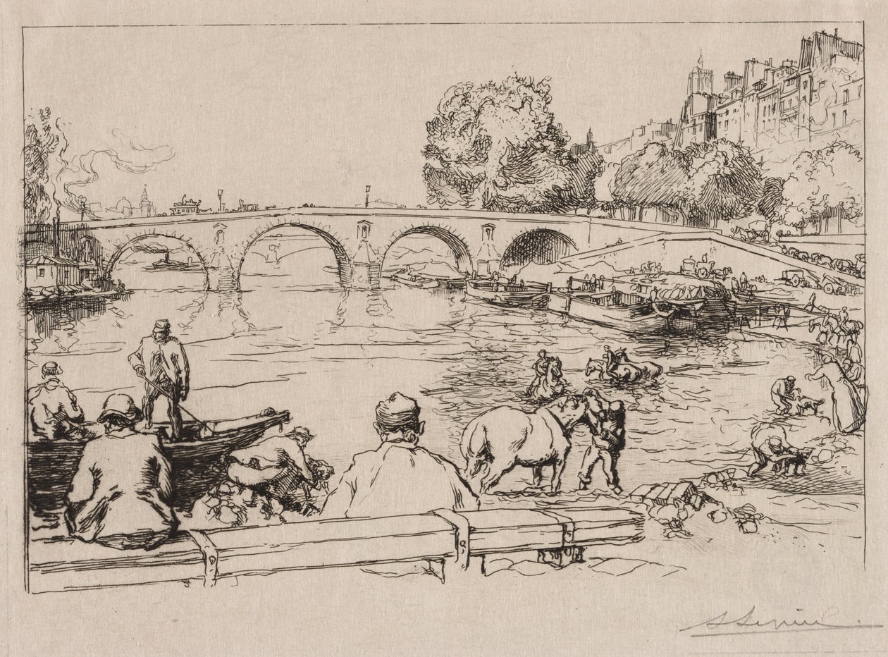 LAbreuvoir em Pont Marie, 1912. de Auguste Louis Lepère