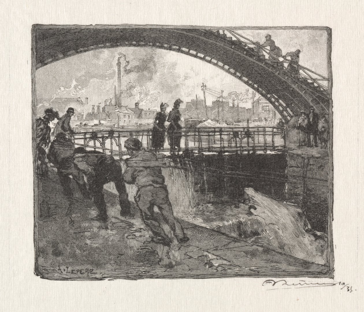 Eclusa do Canal St. Martin de Auguste Louis Lepère