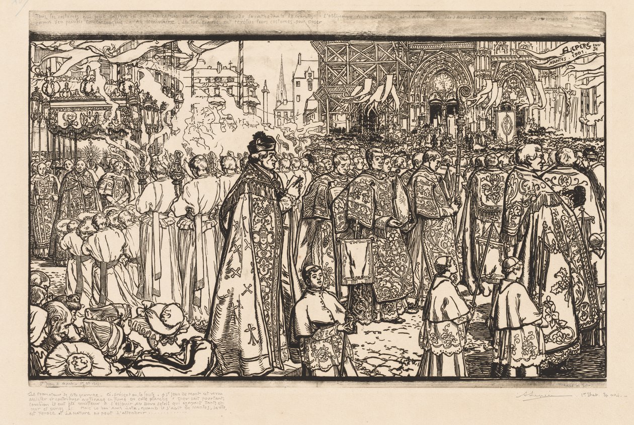 A procissão de Corpus Christi em Nantes de Auguste Louis Lepère