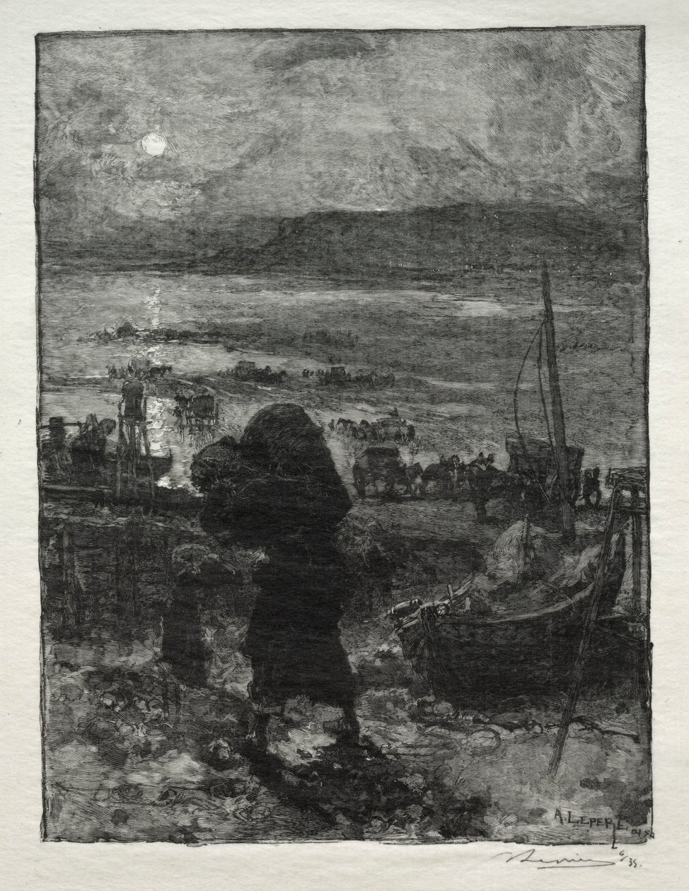 A colheita da areia. de Auguste Louis Lepère
