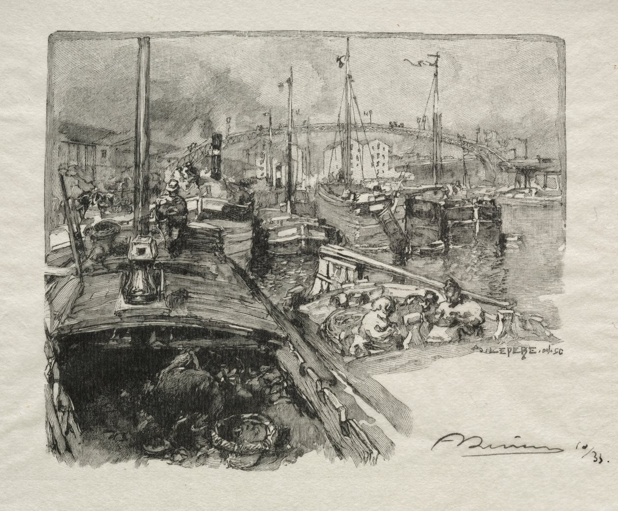 O Bassin de la Villette de Auguste Louis Lepère